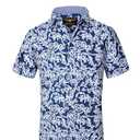 Flash Apparel Men's Designer Fashion Dress Shirt Casual Shirt Woven Short Sleeve Button Down Shirt (XX-Large, Navy & White Paisley 772)
