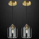 Modern Gold Pendant Lights Kitchen Island Ceiling Chandelier Indoor Crystal Hanging Light Fixtures for Dining Room Kitchen Living Room Bedroom2Pack