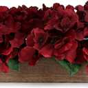 Spring Pre-Made Flower Table Centerpiece, Artificial Hydrangea Arrangements Centerpieces Fake Flowers Decor Wood Tray Faux Flower Wedding Room Kitchen Farmhouse Indoor Office Party(Burgundy)
