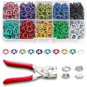 200 Sets Metal Snap Buttons with Fastener Pliers Press Tool Kit,Multicolor Mixing Hollow Sewing Snaps for Fabric,Prong Snap Button Kits for DIY Crafting Clothing Sewing (9.5mm / 800 PCS)