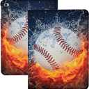 Rotating Case for iPad 10.2 inch 9th/ 8th/ 7th Generation 2021/2020/2019 Release, PU Leather Multi-Angle Viewing Stand Protector Cover with Pencil Holder, Baseball