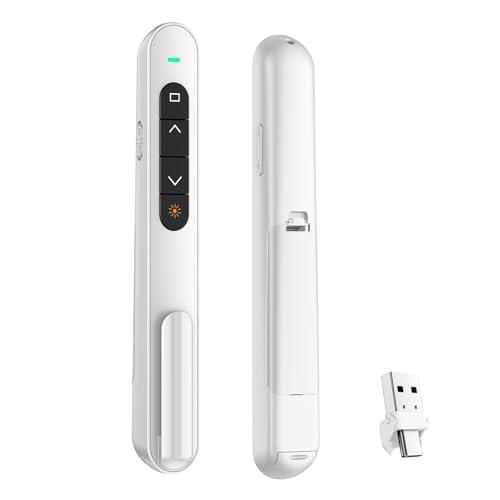 QUI Presentation Clicker for PowerPoint, RF 2.4GHz USB C Wireless Presenter Remote with Volume Control, PowerPoint Clicker Slide Advancer for Mac, Windows, Laptop, Keynote