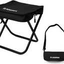 Compact Foldable Stool with Shoulder Strap, Heavy Duty 350lbs Support, Lightweight Portable Seat Gift for Camping, Outdoors, Concerts, Commute, Black