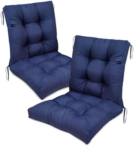 Eoieov High Back Outdoor Chair Cushions Set of 2 Waterproof Replacement Seat Pad for Patio Furniture Garden Thicken Outdoor Patio Chair Cushion Navy Blue,41.7"*20.8"*3.9"
