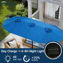15ft Large Patio Umbrella with Solar Lights and Base, Double-Sided Outdoor Rectangle Umbrella with 48 LED Lights, Market Table Umbrellas with UV Resistant Canopy, Royal Blue