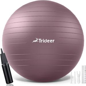 Trideer Yoga Ball - Exercise Ball for Workout pilates Stability - Anti-Burst and Slip Resistant for physical therapy, Birthing, Stretching & Core Workout, Office Ball Chair, Flexible Seating, Home Gym (M(19-22ines/48-55cm), Rosy Morning Glow)
