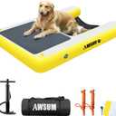 AWSUM Inflatable Dog Water Ramp 4ft x 3.3ft Dog Boat Ramp Floating for Dogs Up to 180LBS On Water Float Ladder Steps for Pool, Dock, Lakes, Yellow