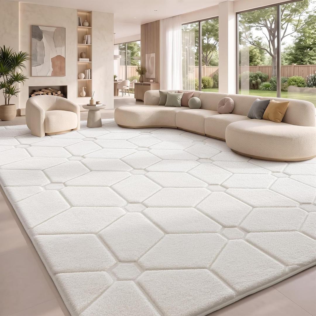 Sour Lemon 8x10 Area Rugs for Living Room Bedroom, Large Carpet Cream Rug
