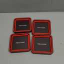 TOOLEAGUE 4Pcs Collapsible Magnetic Parts Tray Set with 15Lb Magnetic Pickup Pen,4.5" Square Silicone Foldable Tool for Organizing Screw Bolts Nuts Washers Pins and Other Small Metal Parts