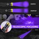 DARKDAWN UV 395nm Light Flashlights USB Rechargeable Ultraviolet LED Blacklight Mini Woods Lamp Portable Blacklight for cat Urine Detection Dry Stains, Uranium Glass, Leak Detection, D15 395 nm