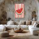 Trendy Fruit Kitchen Wall Art Vintage Watermelon Posters Fruit Abstract Art Canvas Print Preppy Poster Minimalist for Farmhouse Room Decor Bedroom 8x12inch Framed (style-5)