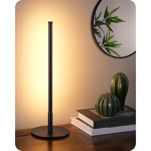 EDISHINE Upgraded LED Table Lamp, Stepless Dimmable Bedside Lamp with 3 Color Temperature, Modern Nightstand Lamp, Desk Lamp for Bedroom, Living Room, Corner, Gift, Metal Finish, Black, 6W