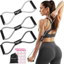 Resistance Bands, Figure 8 Fitness Exercise Bands with Handles - 8 Shaped Resistance Bands of 3 for Arm and Shoulder Stretch, Rope 8 Word Elastic for Women and Men (Light Gray, Dark Gray, Black)