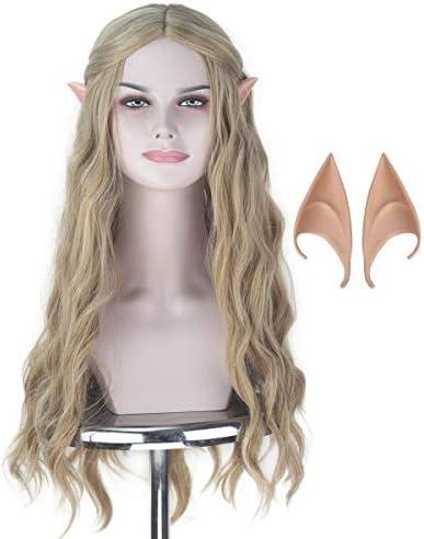 Miss U Hair Long Wavy Blonde Wig with Elf Ears Women Party Cosplay Costume Wig