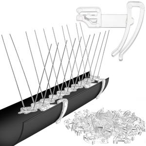 Patelai 50 Pcs Gutter Clips for Bird Spikes Deterrents 1.89 x 1.69 in Pigeon Repellent Essential Item for Rain Gutters Stop Seagulls Birds Stay 