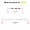 6 PCS Retractable Traffic Cone Bar: 4FT to 7FT Expandable Parking & Construction Safety Barrier - Hard & Reflective