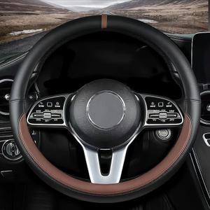 Custom Fit Infiniti Car Steering Wheel Cover, Nappa Leather, Brown