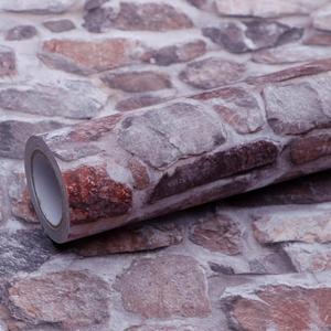 Stone Brick Wallpaper Peel and Stick Backsplash Self-Adhesive Removable Vinyl Pink Faux 3D Stone Look Wall Paper Faux Home Decorations 23.6" X 393"