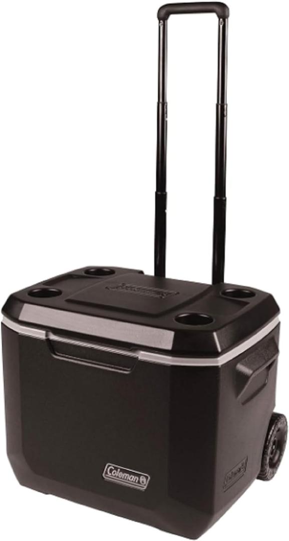 Coleman Xtreme 50qt Wheeled Cooler, Extra-Walled Insulation Keeps Ice up to 5 Days, Portable Rolling Hard Chiller (Black)