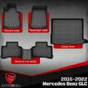 Floor Mats & Cargo Liner Compatible with 2016-2022 Mercedes Benz GLC Cargo Mat, Full Set All Weather Protection 1st, 2nd Row Car Liners & Trunk Mat, Black