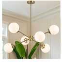 VONLUCE 6-Light Sputnik Chandelier, Frosted Glass Ceiling Light Fixture | Globe Shades Chandeliers for Dining Room, Living Room, Bedroom, Pendant Lighting, Gold Finish, ETL Listed