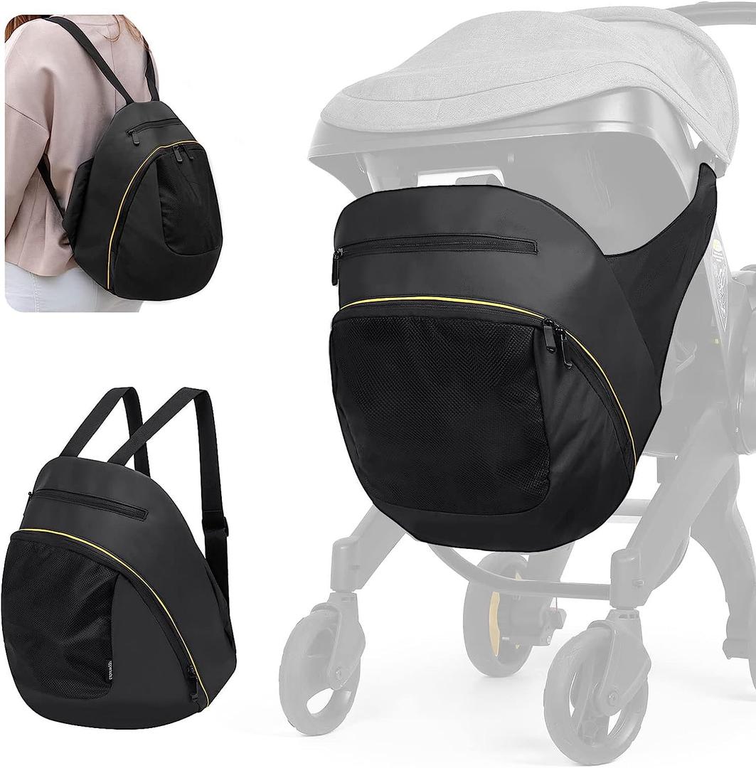 Clip-On Storage Bag Compatible with Doona Stroller & Carseat, Large Capacity Storage Space Diaper Bag with Non-Slip Zipper, Stroller Organizer Bag Wearable Backpack Mother's Bag All Day Bag