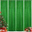 Green Sequin Backdrop Curtain 4 Pieces 2FTx8FT Glitter Photography Backdrop for Party Wedding Birthday Christmas Decorations