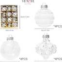 Christmas Ball Ornaments Set 12 pcs 80mm/ 3.15in Shatterproof Clear Glitter Christmas Tree Ornaments Hanging Ornaments for Xmas Holiday, White