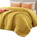Bedsure Comforter Duvet Insert - Quilted Comforters Queen Size, All Season Duvet, GentleSoft Down Alternative Bedding, with 8 Tabs, Gifts for Women/Men, Mustard Yellow, Queen 88 x 88 Inches