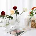 Vintage Glass Vases Set of 3 for Centerpieces, Ribbed Embossed Base Vases for Wedding & Home Decor, 7" H x 4" D  Decorative Glass Containers for Flowers & Organization (3)