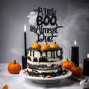 4 x A Little Boo is Almost Due Cake Topper, Boo Theme Baby Shower Cake Decorations, Halloween Baby Shower Pregnancy Announcement Party Decorations, Black Glitter