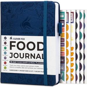 Clever Fox Food Journal Pocket - Daily Food Diary, Meal Planner to Track Calories & Nutrients, Weight Loss Tracker Notebook, 4x5.5 (Mystic Blue)