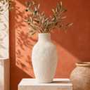 Ceramic Flower Vase for Home Decor - Handmade Textured Long Vase Medium - 12 inch Tall