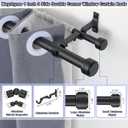 Black Double Corner Window Curtain Rods with Aluminum End Cap Finials and Brackets,1 Inch Diameter Dual Bay Window Curtain Rods, Adjustable 2 Sided 20-36" and 36-72" Center Double Rod