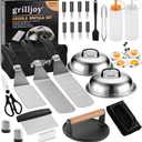 grilljoy Professional Griddle Accessories Kit Set with Smash Burger Press - Extra Thick Grill Spatula, Turner, Flipper - 38PCS Flat Top Grill Tools Kit for Outdoor Barbecue Teppanyaki Camping Cooking