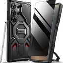 TONGATE for Samsung Galaxy S24 Ultra Case Compatible with MagSafe, [Ring Stand & Camera Cover] Drop Shockproof Rugged Protection Phone Case for S24 Ultra with Screen Protector 6.8",Black Privacy Film