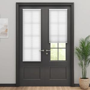 LazBlinds Cordless Cellular Shades for French Doors, No Drill French Door Blinds for Privacy, Light Filtering Honeycomb Shades for Front Door Patio Sliding Glass Door, 1 Pack, 12" W x 70" H, White