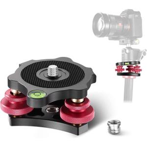 NEEWER Tripod Head Leveling Base Camera Leveler, Aircraft Grade Aluminum Alloy 3 Axis Tri Wheel Head, 3/8 Thread, -5 Precise Angle Adjustment for Macro Panoramic Photography, LP64