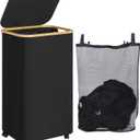 110L Laundry Basket with Wheels,Clothes Hamper for Laundry,Laundry Hamper with Lid and Inner Bag, for Laundry Room, Bedroom, Dormitory Storage,Black