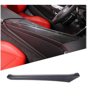 Real Carbon Fiber Central Control Side Trim Compatible with Chevrolet Corvette C8 2020-2025, Center Console Passenger Side Decorative Strip Cover (Black)