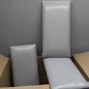 3D Anti-Collision Wall Padding for Kids, Grey Peel and Stick Headboard Pack of 6 Panels Sized 7.8" x 15.7", Self-Adhesive Panels for Bedroom/Living Room Upholstered Wall