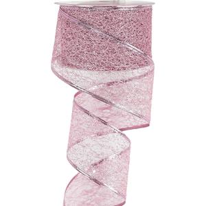 MEEDEE Pink Glitter Ribbon Wire Mesh Ribbon Wired Christmas Ribbons 2.5 Inch Pink Wired Ribbons for Christmas Tree Decoration, Garland, Wreath Bow Making (25 Yards)