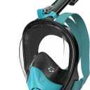 G2RISE Full Face Snorkel Mask Adults Snorkeling Set Gear for Kids with Detachable Camera Mount, Safe Breathing, Anti Fog Anti Leak (Black Green), Size: S/M