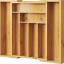 Pipishell Bamboo Silverware Organizer, Expandable Cutlery Tray, Utensil Drawer Organizer in Kitchen for Spoons Forks Knives, Multipurpose Use, Natural, Large