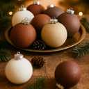 24 Pcs Neutral Textured Glass Christmas Ball Ornaments 2.36 Inch Rustic Brown Burgundy Red Cream Xmas Baubles Farmhouse Xmas Tree Decorations Modern Christmas Home Decor for Tree Holiday