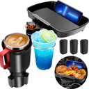Cup Holder Tray for Car, 360 Rotating Car Tray, Car Food Table Tray for Eating with Solid Base & Phone Slot, Car Cup Holder Expander for Road Trip Essentials for Adults, ATCT-8