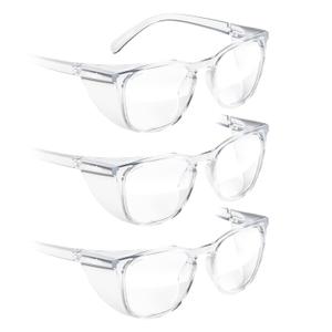 Stoggles Square Z87.1 Certified Polycarbonate Safety Glasses, Scratch & Shatter-Proof, Blue-Light & UV Blocking Lens, Top & Side Shields, Anti-Fog Dip Coated, Durable, Protective & Stylish Eyewear (Medium-3 Pack, Clear)