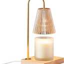 Mikasa Electric Candle Warmer with Glass Shade and Wood Base - Candle Lamp Warmer with Amber Accents - Fits 4 Inch Diameter 5 Inch Tall Candles - Flameless Wax Melter for Home Decor