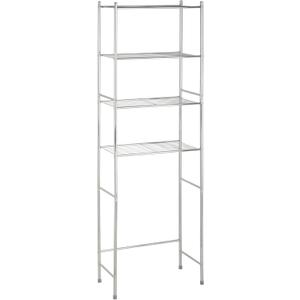 Honey-Can-Do 4-Tier Over-The-Toilet Storage Shelf - Space-Saving Steel Bathroom Restroom Organizer with Neutral Chrome Finish, Ideal for Towels, Toiletries, & Essentials - 24"W x 68"H x 11"D