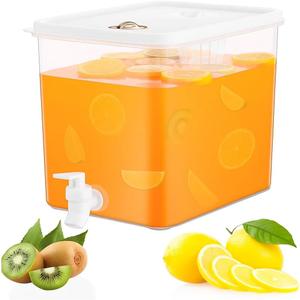 Beverage Drink Dispenser for Fridge, Plastic Beverage Dispenser with SpigotJuice Container Sealed with Filter ScreenCold Hot Drink Jug for Christmas Party Supplies (1PCS 2 Gallon)